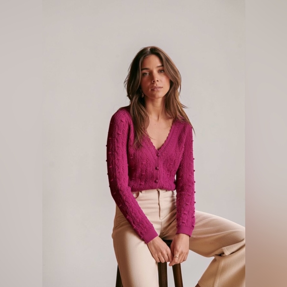 Sézane Saja Cardigan in Magenta | M - Picture 6 of 8